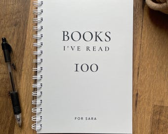 Personalised 100 Books I’ve Read Journal, A5 Spiral Minimalist Book Tracker, Reading Log for Books Lovers