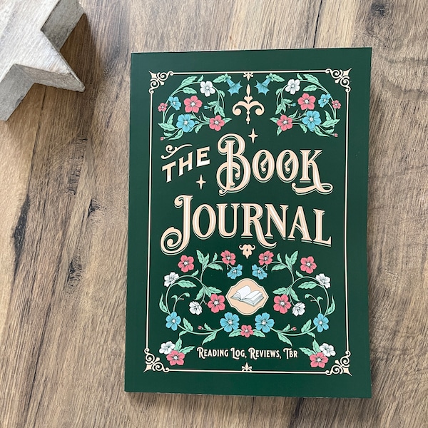 Reading Journal, Book review Journal with prompts, Botanical Cottagecore A5 Softcover, Book Lover Gift, 44 Reviews, TBR tracker, Reading Log