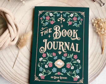 100 Book Review Reading Journal, A5 Softcover, Botanical Cottagecore design with TBR List and Book Tracker