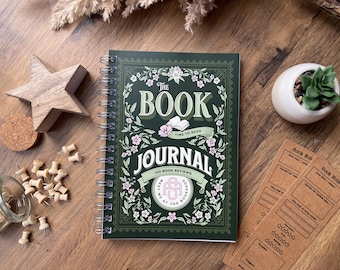 Journal de lecture, journal de critique de livre, carnet de lecture botanique à spirales, cadeau pour une passionnée de lecture, suiveur de livre avec invites, carnet A5