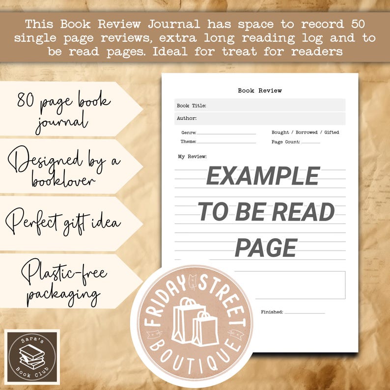 Lese Tagebuch, Buchkritik Tagebuch mit Notizen, Botanical Cottagecore A5 Softcover, Geschenk für Buchliebhaber, 50 Bewertungen, TBR Tracker, Lesetagebuch Bild 5