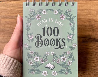 100 Books Read in 2026 / 2027 Reading Tracker Notebook, Spiral A6 Cottagecore Journal with Prompted Pages
