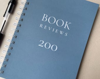A5 Book Review Journal, 200 Reviews, Reading Tracker Notebook, UK Handmade Stationery