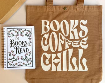 Book Lover Gift Box, 100 Books Read Journal & Tote Bag, Reading Log and Book Tracker Gift Set for Readers