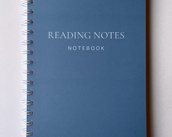 Reading Notes Notebook A5, Book Lover Journal, Lined Dot or Plain Pages, Minimalist Reader gift