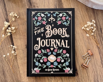 Hardback Reading Journal, Book review Journal with prompts, A5 Botanical Cottagecore Book Lover Gift