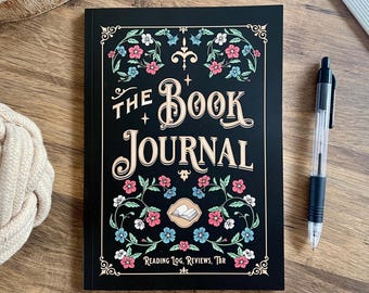 Journal de lecture, journal de critiques de livres avec instructions, couverture souple A5 style cottagecore, cadeau pour les amateurs de livres, critiques, suivi TBR, journal de lecture vert