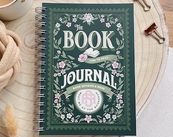 Reading Journal, 150 Book Review Journal, Botanical Spiral Reading Log Book, Book Lover Gift for her, Book Tracker with prompts, A5 Notebook