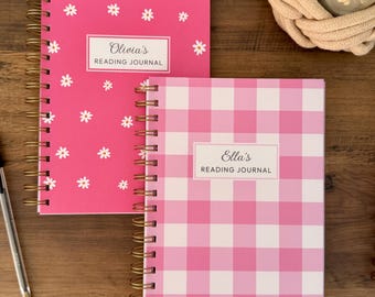 Personalised Reading Journal, A5 Book Review Log, TBR Lists, Author Pages, Series Tracker, Hardcover Spiral Journal for Book Lovers