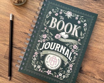 Reading Journal, 100 Book Review Journal, Botanical Spiral Reading Log Book, Book Lover Gift for her, Book Tracker with prompts, A5 Notebook