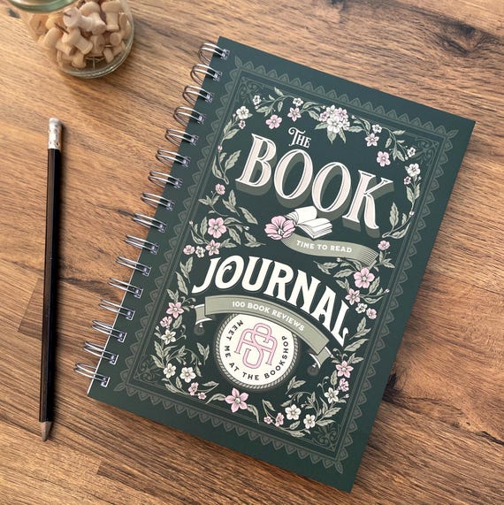 Reading Journal, 100 Book Review Journal, Botanical Spiral Reading Log Book, Book Lover Gift for her, Book Tracker with prompts, A5 Notebook