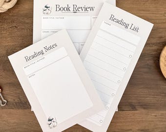 Readers Notepad Gift Set, A5 Book Review Pad, Neutral TBR Reading List, Minimalist A6 Reading Notes