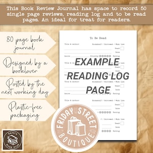 Lese Tagebuch, Buchkritik Tagebuch mit Notizen, Botanical Cottagecore A5 Softcover, Geschenk für Buchliebhaber, 50 Bewertungen, TBR Tracker, Lesetagebuch Bild 7