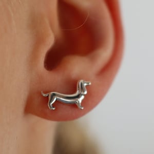 Dachshund Silver Stud Earrings