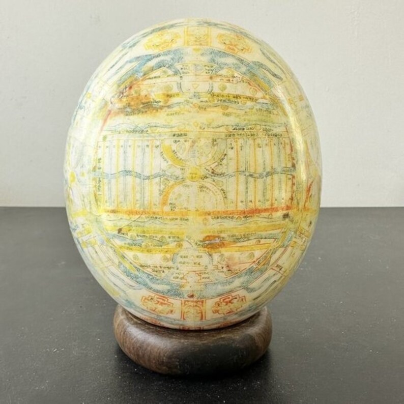 Vintage Decoupage Ostrich Egg Etsy