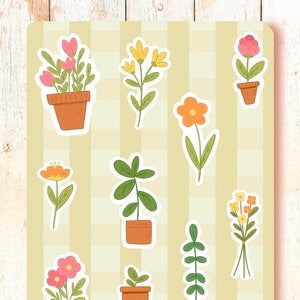 Foglio di adesivi con fiori Cottagecore in vinile opaco A6