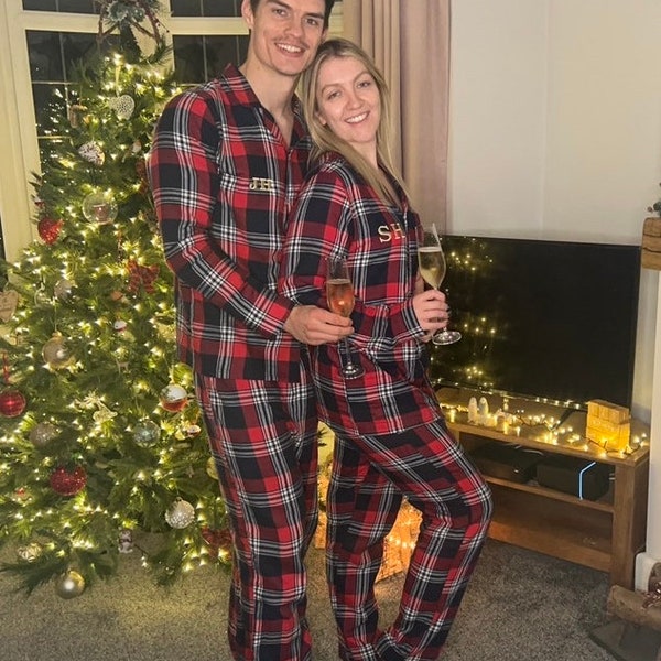 Personalised Christmas Pyjamas for all the family in Tartan