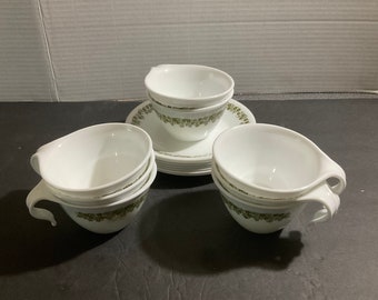 Vintage Corning Corelle "Spring Blossom" cups and saucers 8 cups 7 saucers