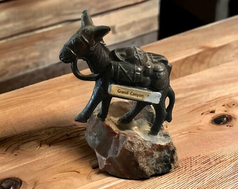 Vintage Grand Canyon Prospector Donkey on Natural Stone
