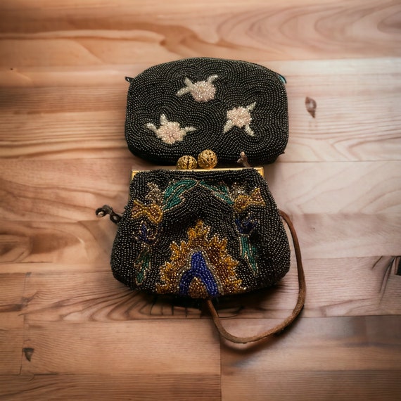 2 Vintage Beaded Coin Purses. Gem
