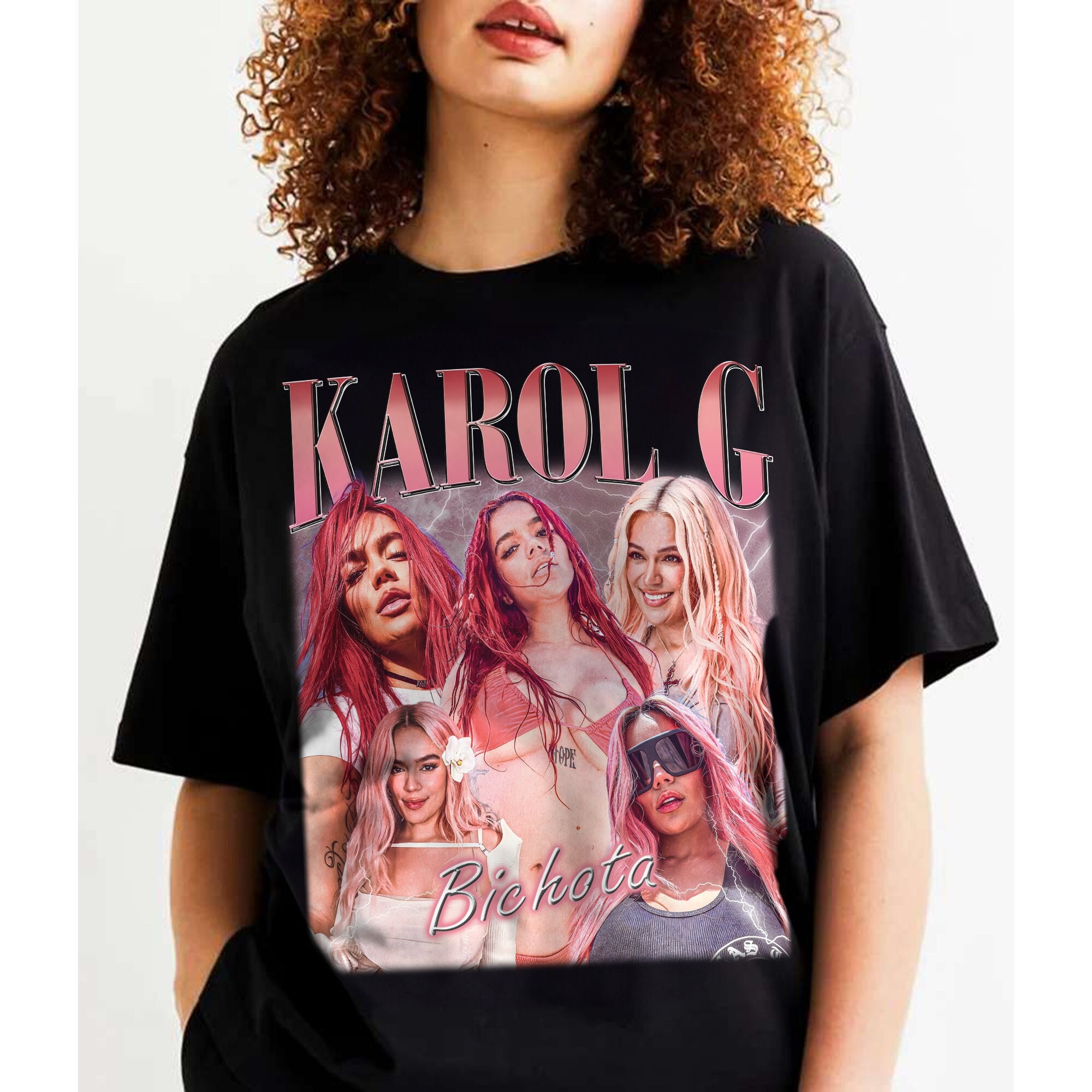 Karol G Bichota Y Corazón Tatuaje Impresión Gráfica Camiseta Ropa De Mujer  Moda Divertida Niñas Harajuku Camisa Tops