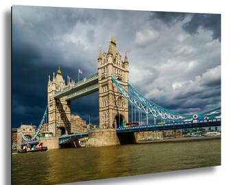 Tower Bridge Print, Red London Bus, Thames River Canvas Art