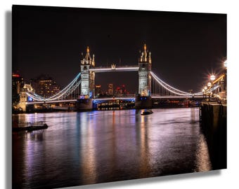Tower Bridge London, FRAMED night photo, River Thames Wall Art, archival print, Tower Bridge, London, Poster Wall Art, British art box frame