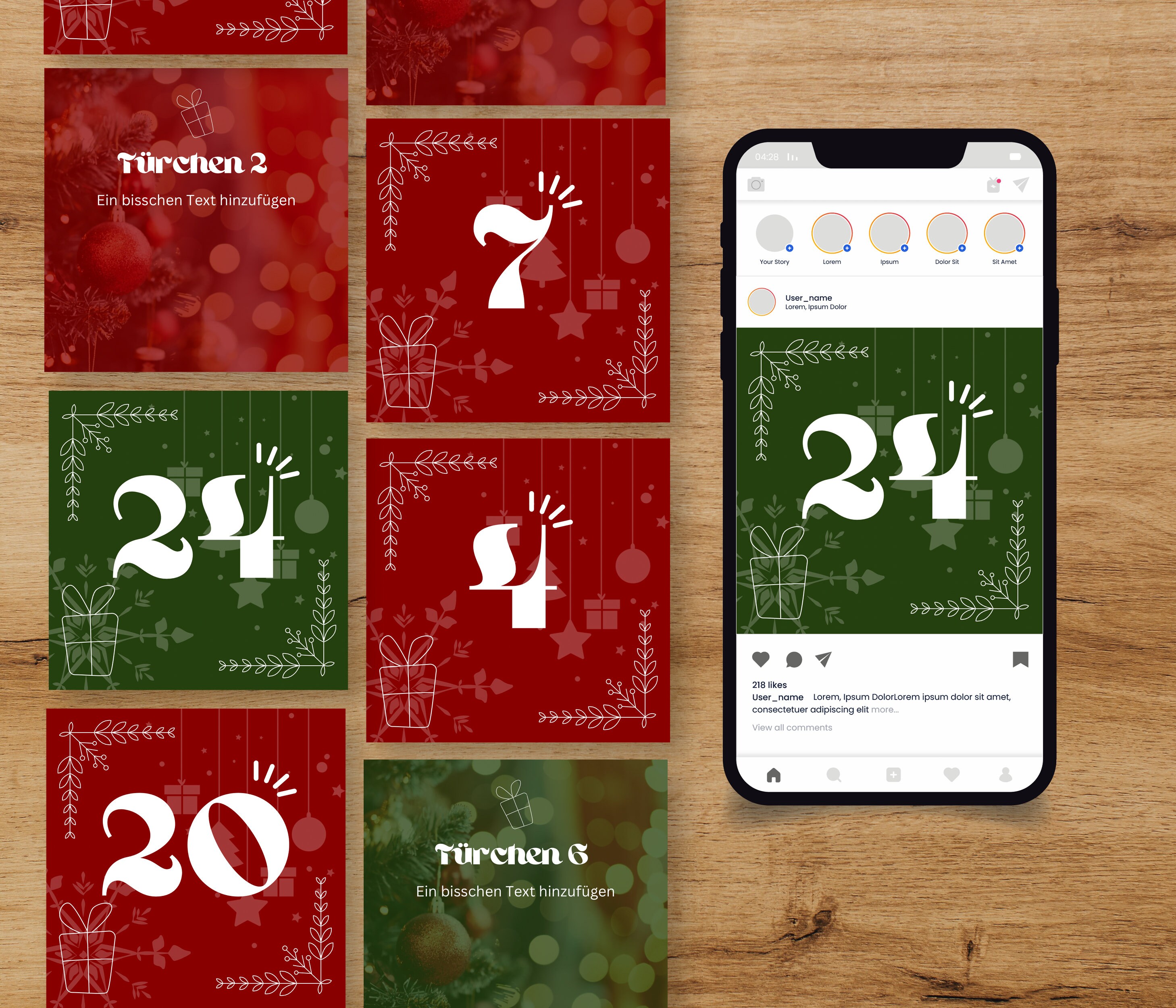 Digital Advent Calendar Instagram Template, Social Media Template Canva