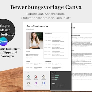 Resume Template, German Application Template for Canva, Modern Resume, Cover Letter, Cover Sheet for Editing German