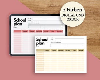 Stundenplan Beige & Rosé für den Schulstart digital/zum Ausdrucken