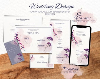 Wedding Template - Printable Wedding Design Template for Canva, DIY Wedding Invitation Design
