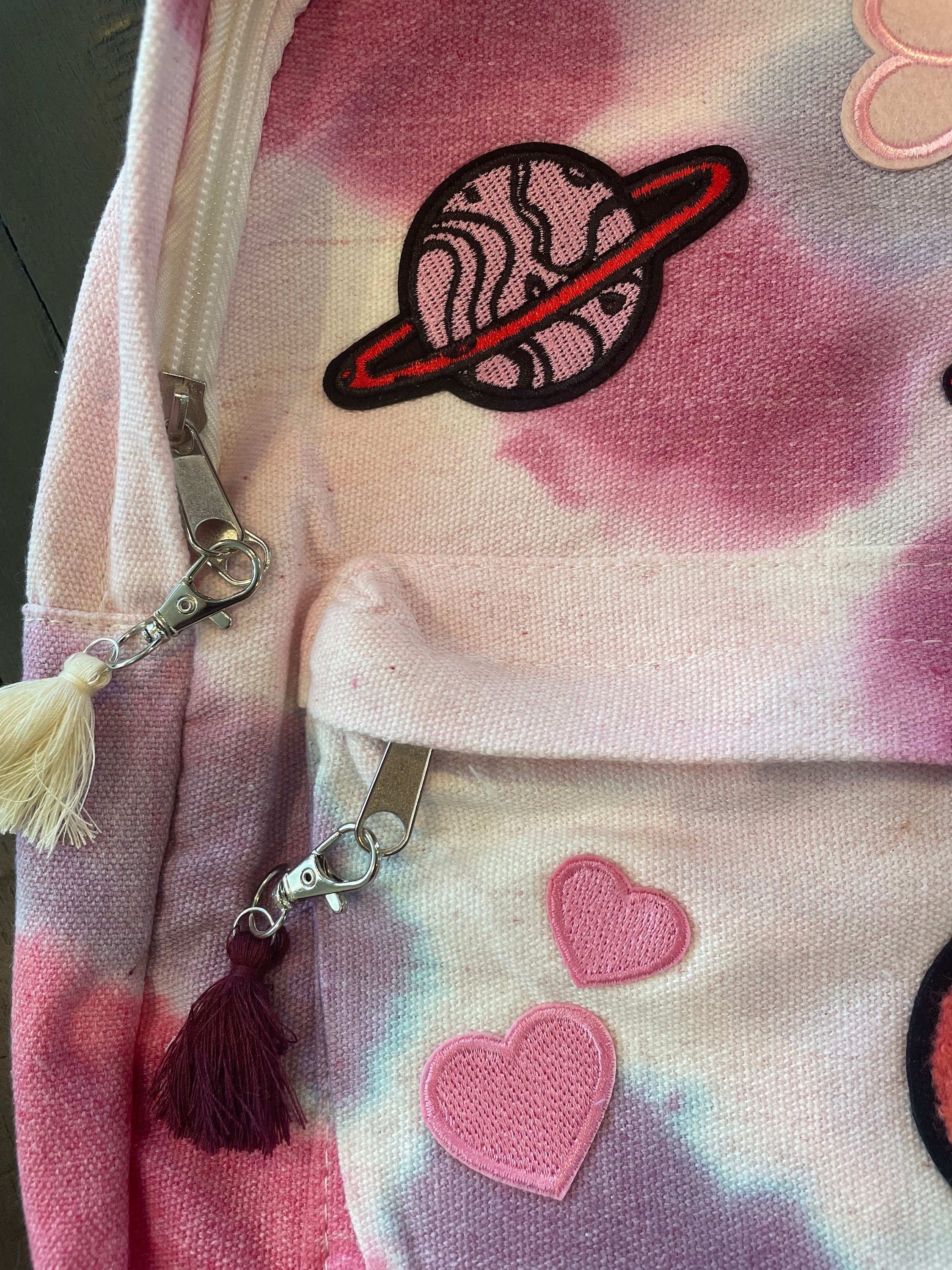 Tiedye Mini Backpack With Patches and Tassels Pink Etsy