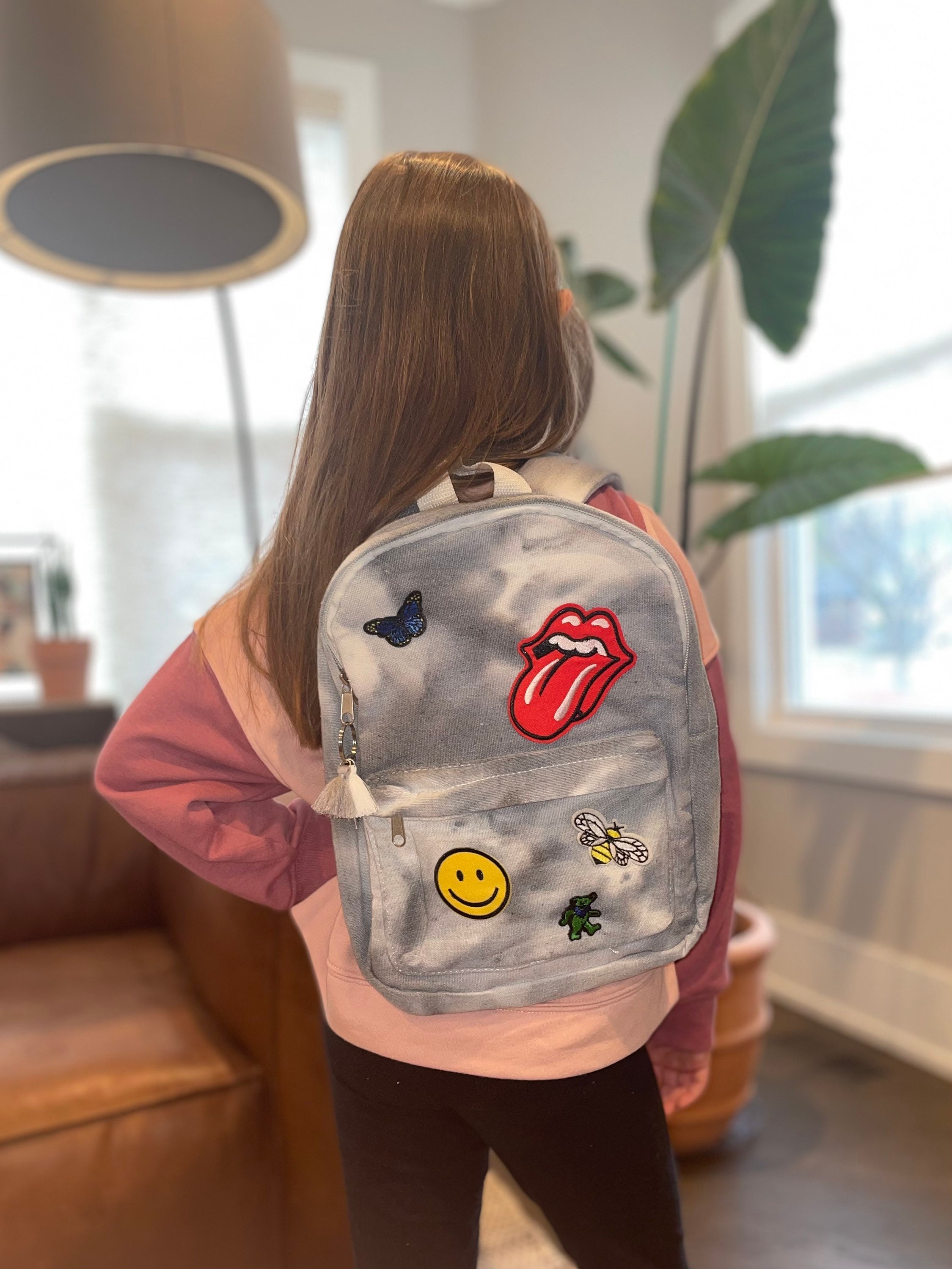 Tiedye Mini Backpack With Patches and Tassels Pink Etsy