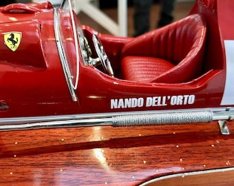 Ferrari Arno XI Hydroplane Model: Hand-Built Mahogany Racing Boat with Display Case