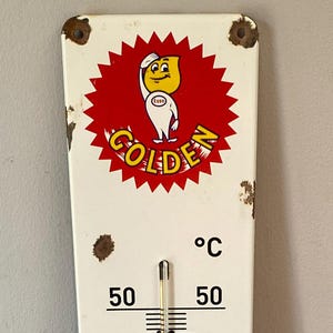 Extra Large Golden Esso Thermometer: Vintage Garage Advertising Sign