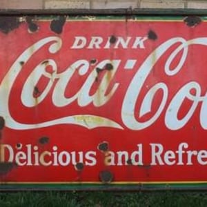 Rare 1932 Coca-Cola Enamel Sign: Large Coke Advertising Display (153 X 90 CM)