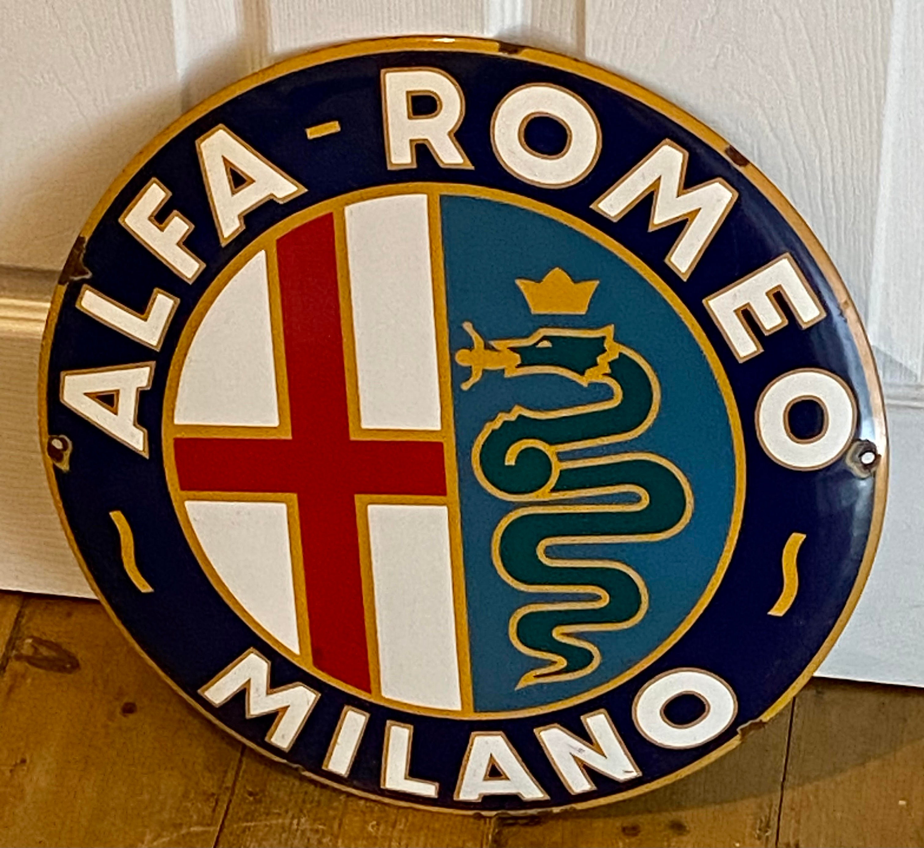 Rare Alfa Romeo Enamel Sign Garage Milano Dealership Dealer Showroom ...