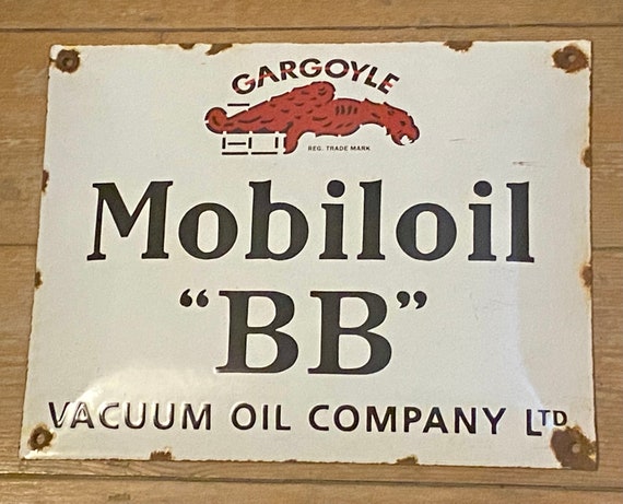 Vintage Mobiloil Gargoyle Enamel Sign: BB Gas & Oil Advertising - Etsy