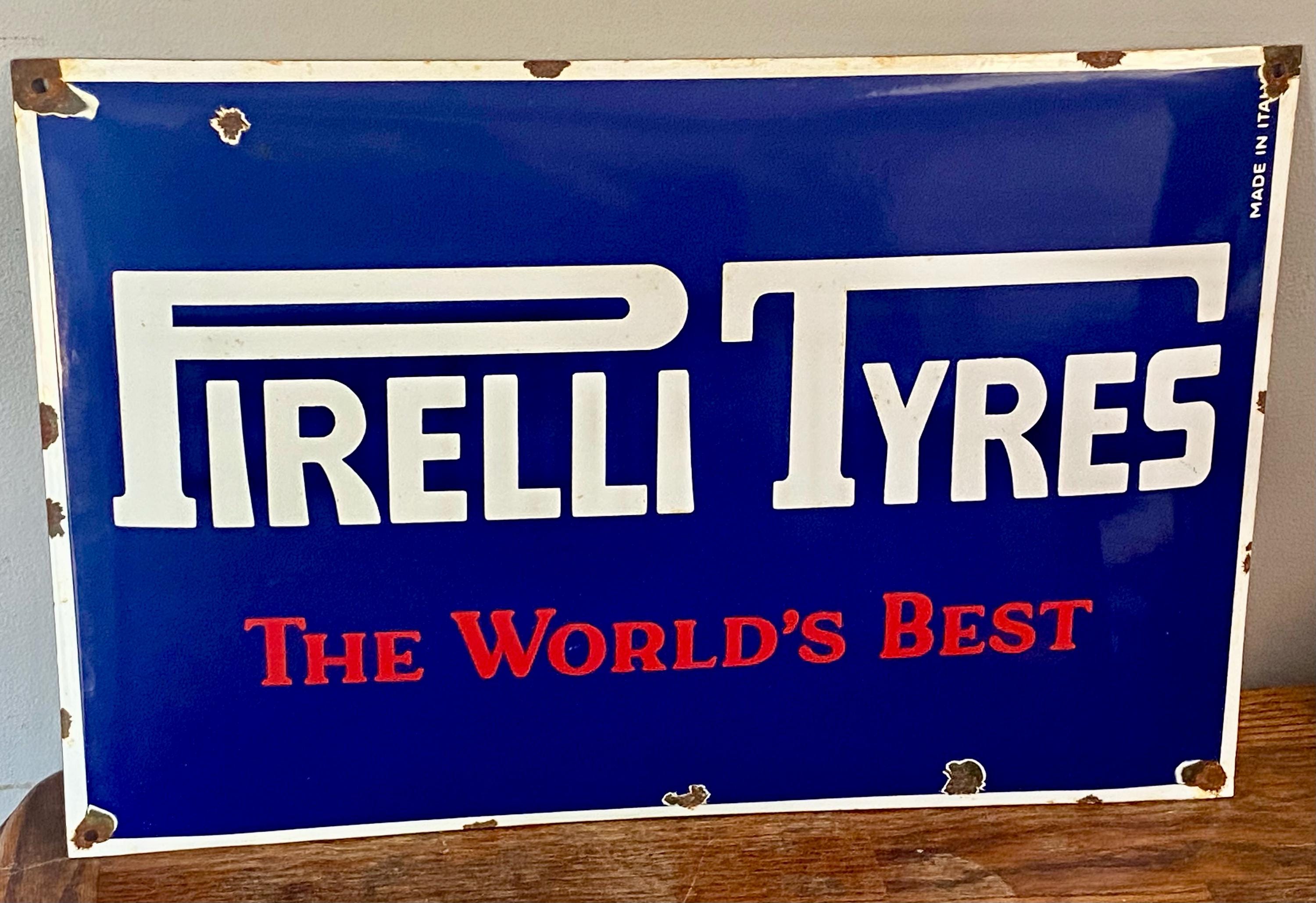 Vintage Pirelli Tyres Metal Sign: Garage Automotive Display, Made
