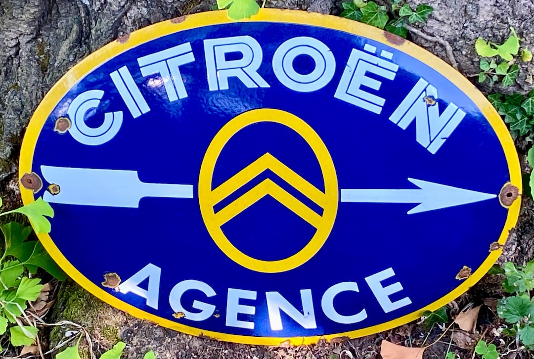 【新品未使用】CITROEN AGENCEサインプレート Citroen Agence Enamel Sign: French Automotive Garage Art - Etsy