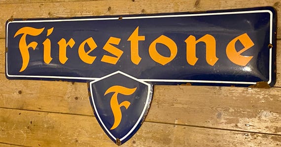 Rare Firestone Tyres Enamel Sign - Mid-century Automobilia - Etsy