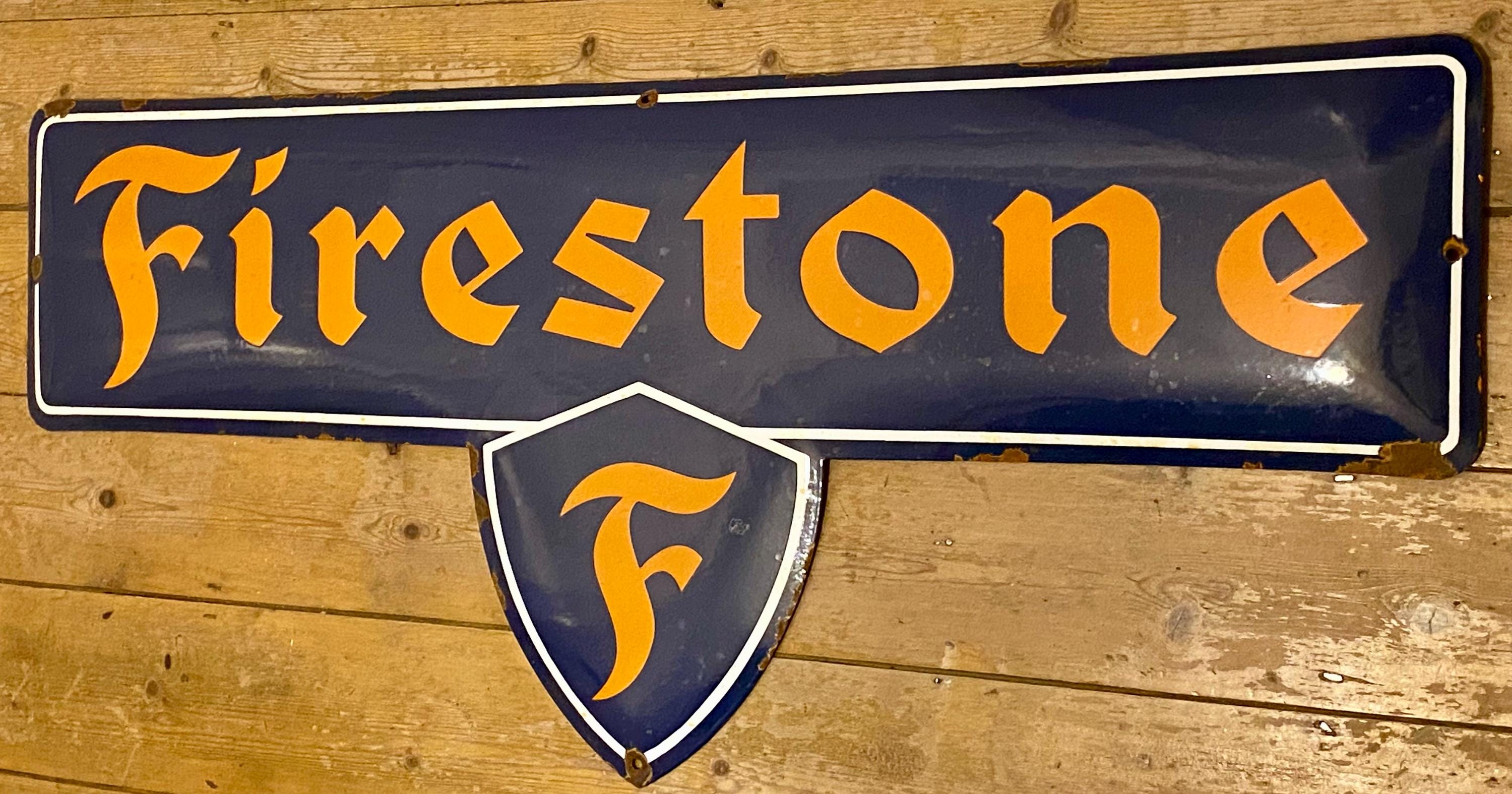 Rare Firestone Tyres Enamel Sign - Mid-century Automobilia - Etsy