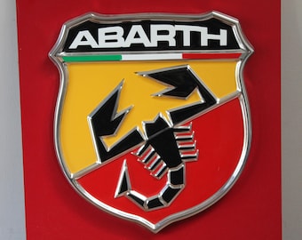 Rare Abarth Dealership Advertising Sign: Shield Logo, Garage Decor