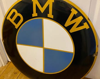 Rare Vintage BMW Enamel Metal Dealership Dealer Showroom Garage Workshop Advertising Sign Extra Large Roundel Billboard M Sport 3 Motorsport