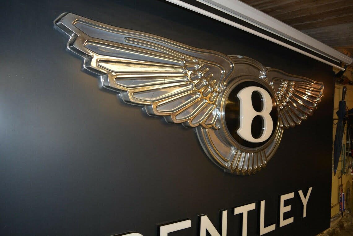 Rare Bentley Dealership Advertising Sign: Garage Wall Decor (295cm