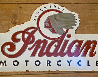 Indian Head 看板 RRLビンテージ vintage 20s 30s Vintage Indian Motorcycle Sign Rust Sales Service 1960 - Etsy