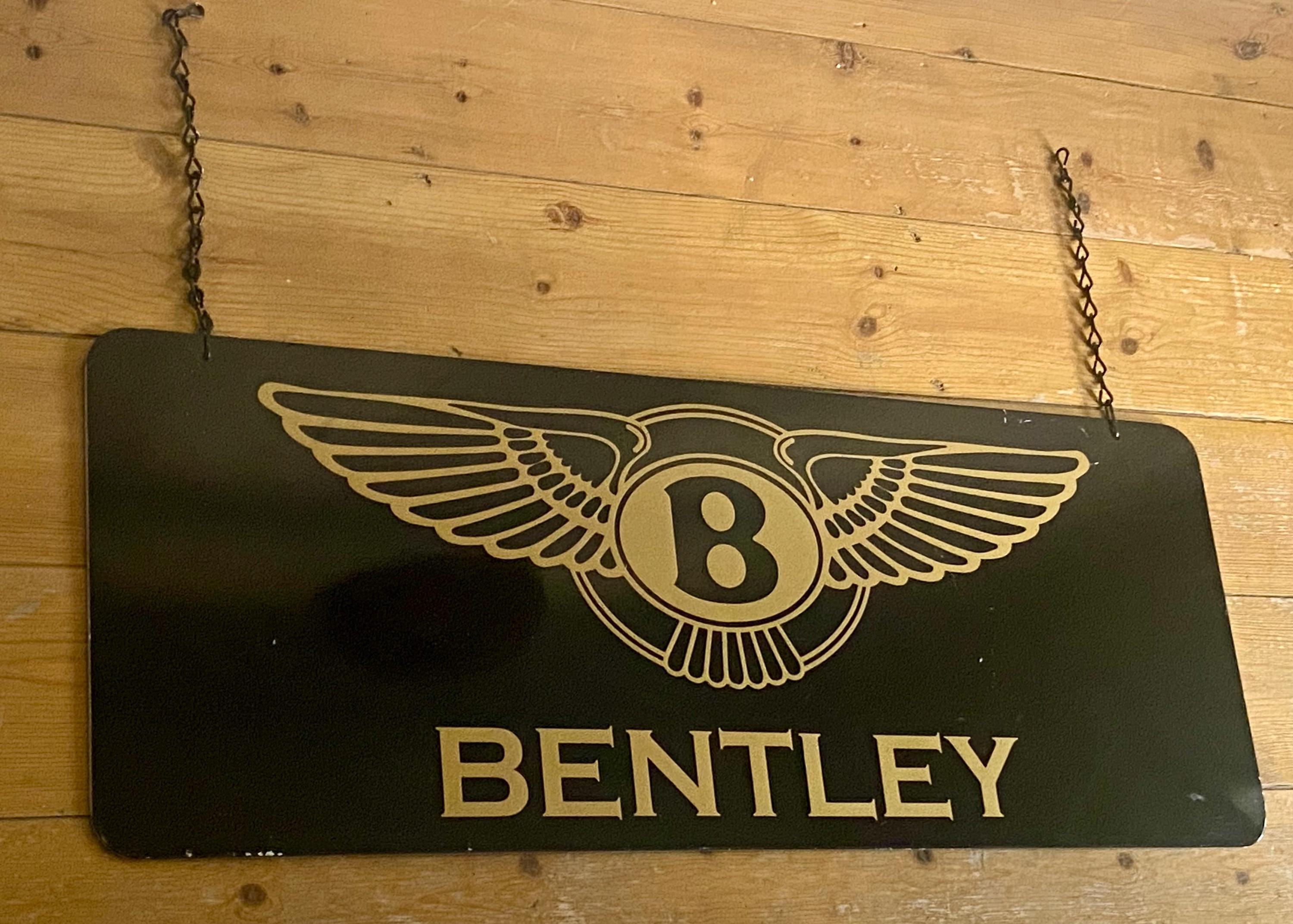 Bentley Motors Dealership Sign: Large Metal Winged Logo, Garage