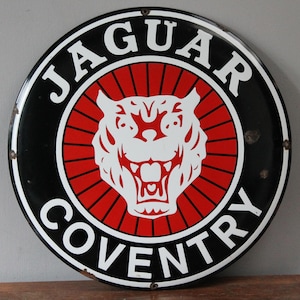Jaguar Land Rover Dealership Auto Showroom Garage Enamel Metal Advertising Signage Factory Cat Sign F-Type F-Pace E-Type XK120 XK XJR Leaper