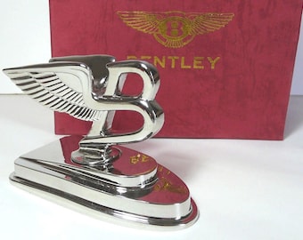 Adorno de mascota Bentley Flying B plateado, raro, en caja de regalo