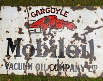 Antique Gargoyle Mobiloil Enamel Sign: Vacuum Oil Company
